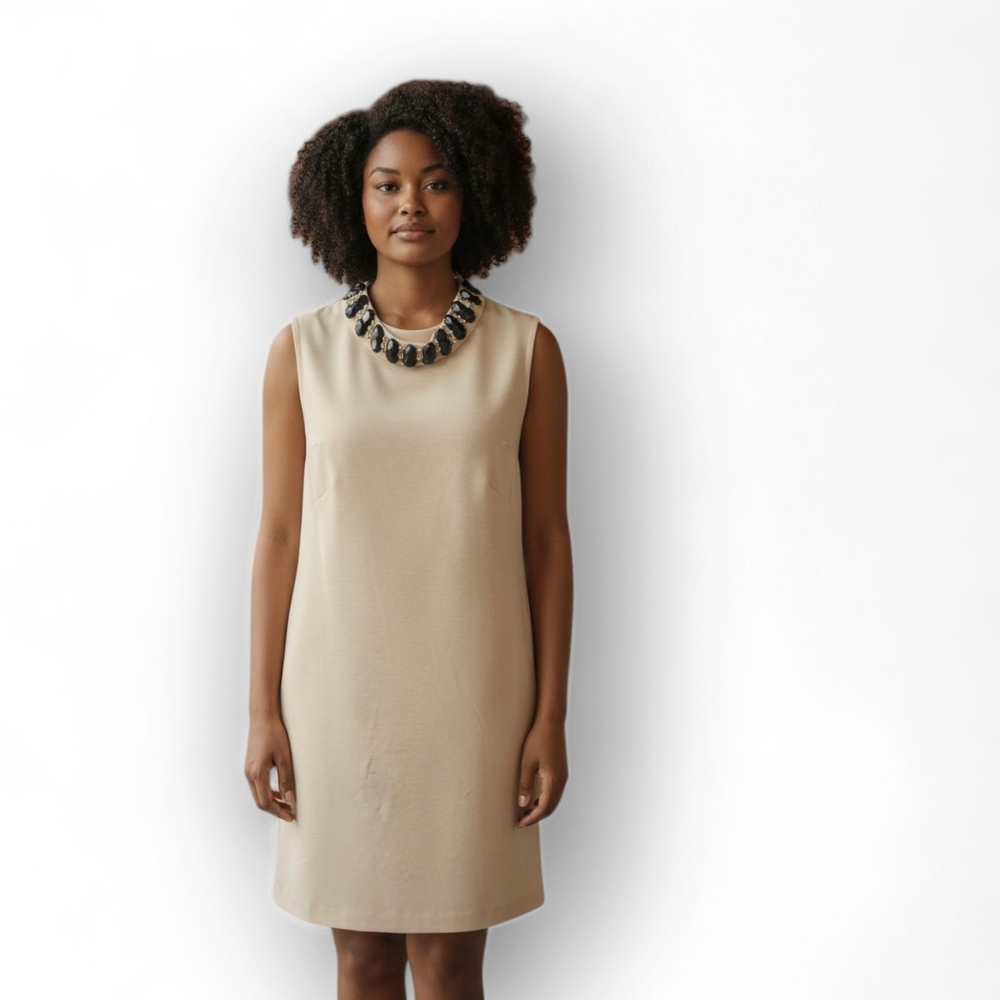 Milly of New York Ivory Embellished Collar Shift Dress – Size L